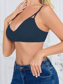SHEIN 女款無縫內衣，1件 - 藏蓝色 - 查看 5