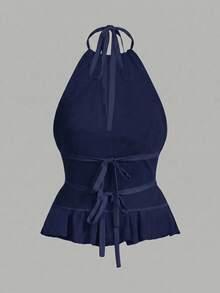 Comfortcana Women's Sexy Solid Color Ruched Backless Camisole 2-Piece Set, Summer Top - Multicolor - View 5