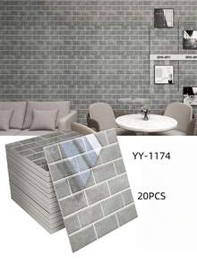 20片裝 3D牆面貼紙，仿瓷磚貼紙，防水防潮，適用於浴室與廚房 - 20pcs - 查看 9