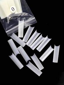 500Pcs Tube Shape Acrylic Resin Press On Self Adhesive Easy Apply DIY Natural Nude Color False Nail Tips Extensions For Home Salon Party Wedding Daily Life Nail Art Supplies - Apricot - View 1