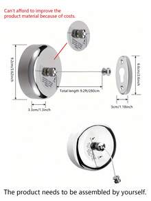 1pc Stainless Steel Retractable Clothesline, Invisible Clothes Line For Indoor/Outdoor Drying And Hanging Dress Pants Shoes Jeans Boots Skirt,Spring,Minimalist,Summer Tops - Silver - View 9