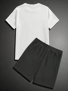 NEON BLANC 男士純色圓領短袖T恤與短褲休閒日常兩件套 - 彩色 - 查看 2