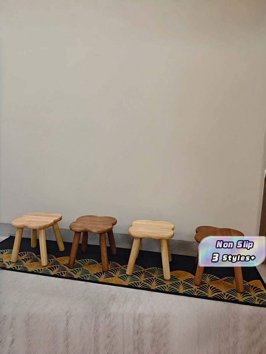 1PC Compact Vintage Solid Wood Clover Shaped Multi Functional Stool Footrest Bench For Sofa Office Entryway Shoe Bench Living Room Coffee Table Reaching Stool Outdoor Picnic Resting Seat Natural Wood Color Durable Sturdy Stable Non Slip Base - Multicolor - View 1
