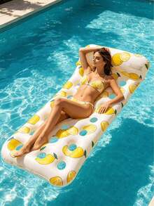 1pc Lemon & Watermelon Inflatable Pool Float, Pvc Material, Portable Floating Bed For Summer Leisure Vacation, Suitable For Pool Party, Pump Sold Separately - Multiple Styles - View 7