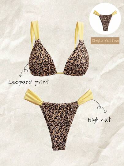 Elavelle Women's Summer Beachwear Solid Color Single Piece Double Fabric Sexy Thong Bikini Bottoms