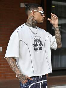 Devon Thys 男士街头风格圆领宽松短袖T恤 - 白色 - 查看 4