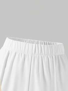 SHEIN 3件套黃色長袖條紋數位印花襯衫、黑色長褲、細肩帶背心，適合春夏外出穿著 - 彩色 - 查看 6