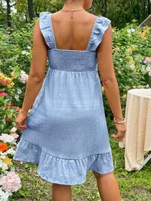 SHEIN Maternity Solid Color Nursing Function Casual Daily Wear Dress Photoshoot - Baby Blue - View 9