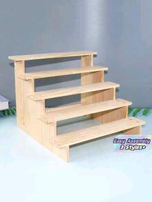 1 Set 3/5layer Wooden Jewelry Display Stand, Multi-Layer Storage Earring & Bracelet Organizer, Multi-Tier Tabletop Retail Display Rack, Kitchen Storage & Decor - Wood Color - View 1
