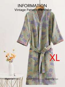 SHEIN 1件 复古图案浴袍 粉色/紫色/蓝色/绿色 纯棉纱布浴袍 纯棉纱布浴袍 夏季浴袍 吸水速干 女士浴袍 可穿戴浴巾 春夏睡衣 双层纱布 粉色/紫色/蓝色/绿色 浴室用品 家居用品 - 彩色 - 查看 16