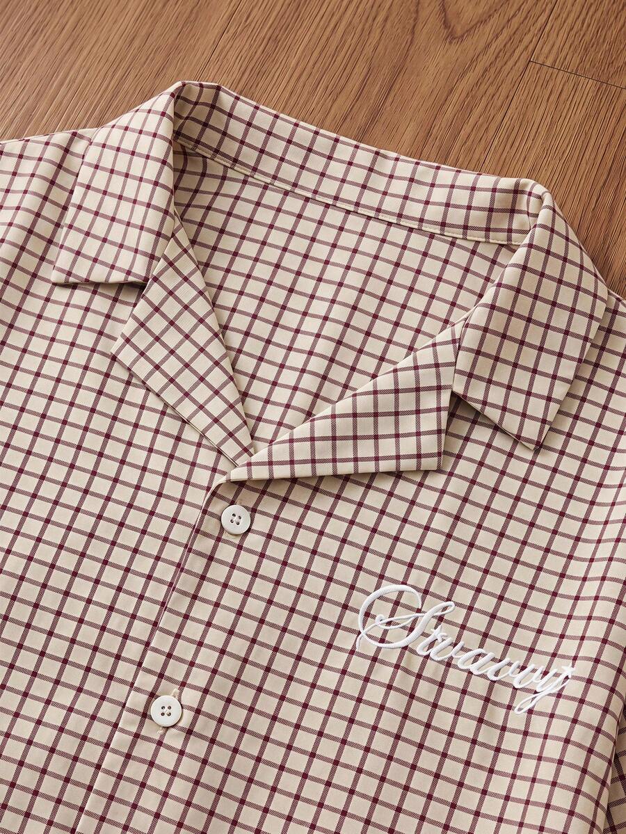 SWAVVY Men's 2 In 1 Plaid Long Sleeve Single-Breasted Shirt - Apricot - View 1