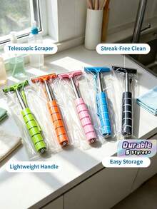 Telescopic Window Squeegee, Extendable Stainless Steel Handle Non-Slip Grip Handheld Glass Wiper, Streak-Free Cleaning Tool For Car Windshield, Shower Door, Mirror, Household Glass - multicolor - View 1