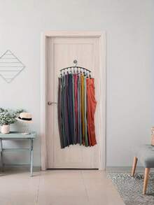 2PCS Black Metal Hangers With 10 Sturdy Clips Space Saving Hanging Closet Organizer For Scarves Ties Belts Pants Skirts Storage Durable Rustproof Non Slip Strong Load Capacity Maximize Vertical Space For Bedroom Laundry Entryway Apartment Dorm Use - Black - View 5