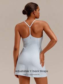 GLOWMODE FeatherFit™-Air Elevate A-Line Built-In Peekaboo Short Pocket Mini Slip Dress Low Impact Daily  Quick Dry Moisture Wicking - Baby Blue - View 3