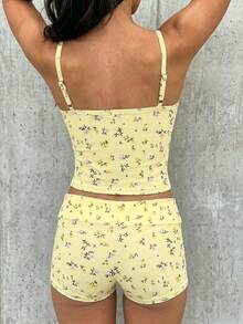 SHEIN EZwear Summer Ditsy Floral Camisole And Shorts Set - Multicolor - View 2