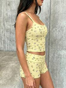 SHEIN EZwear Summer Ditsy Floral Camisole And Shorts Set - Multicolor - View 6