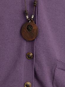 EMERY ROSE Plus Size Women's Solid Color Single-Breasted Casual Daily Knit Vest - Mauve Purple - View 3