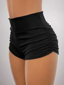 SHEIN EZwear 2件組女款休閒極簡純色百褶單車短褲，適合夏季單車、瑜伽運動、秋季短褲，適用日常通勤、聚會、秋冬春夏、聖誕節、新年、感恩節、派對、婚禮、海灘、畢業典禮、優雅、外出、約會、通勤、情人節、優雅、度假、Y2K - 彩色 - 查看 3