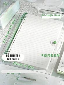 1PC/360page- B5 Clear Soft Leather BulkNotebook, With Perforated Pages,B5 Loose-LeafNotebook With Thick Coil , Light Green Light Blue Milky White,Smooth Writing Paper Binder - Velvet TexturedCover,School Supplies,Back To School - multicolor - View 10