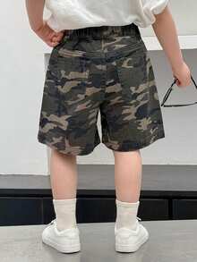 DAZY 男童水洗迷彩印花牛仔短裤 夏季 - 軍綠色 - 查看 7