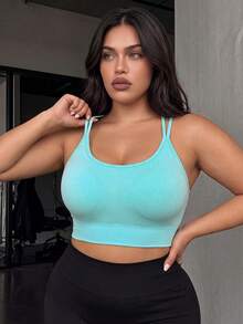 Slayform Women's Plus Size Solid Color Cropped Tank Top For Daily Wear And Fitness - Multicolor - View 5
