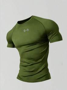 Gym Rark 男士槓鈴圖案短袖T恤與長褲運動套裝 - 軍綠色 - 查看 4