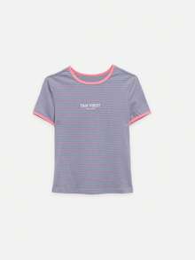 Nöista Graphic Tee With Contrast Bindings, Message Top. - Blue - View 7