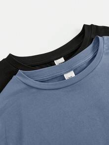Girlism 青少年女孩 T-Shirt 套裝 2件/組 春夏新款 純色套裝 2件短袖 + 2件百慕達短褲套裝，4件套，休閒時尚 寬鬆 T-Shirt + 緊身單車短褲套裝 - 彩色 - 查看 3