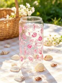 Butterfly & Seashell Decor Glass Straw Cup, Bottle Shaped Straw Cup, Matcha Straw Cup - Best Gift For Friends! - Multicolor - View 5