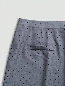 GlowEve CURVE Plus Size Women Elegant Fitted Polka Dot Pattern Skirt Fall - Grey - View 5