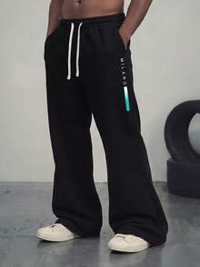 Sport MetroGents Men's Straight Knit Pants, Loose Fit Casual Sweatpants, Versatile For Spring And Autumn - Black - View 5