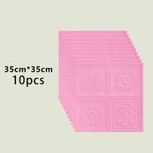 10pcs 3D XPE Foam Material Retro Romantic Embossed Flower Pattern Wall Paper, Anti-Collision Foam Wall Stickers, Colorful, Easy-To-Clean, Self-Adhesive Crashproof Wall Sticker - pink - View 9