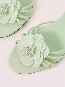 CUCCOO DOLLMOD Zapatillas de estilo francés elegantes, cómodas y versátiles para ir al trabajo, con tacón bajo, punta redonda, diseño de gatito y dama, punta abierta, para clima frío - Verde manzana - Ver 6