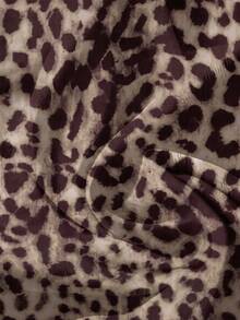 SHEIN VCAY Leopard Print V-Neck Button-Front Blouse With Flutter Cap Sleeves, Relaxed Fit For Casual Chic - Multicolor - View 3