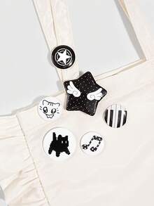 ROMWE Kawaii 6件組可愛黑貓翅膀圖案胸針，裝飾針章，適合返校季、音樂節、生日與節日的完美禮物 - 彩色I - 查看 7