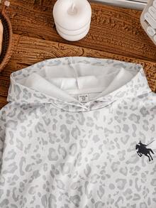 Tween Girl Casual Daily Fashion Leopard Pony Print Autumn Sweatshirt - Grey - View 3
