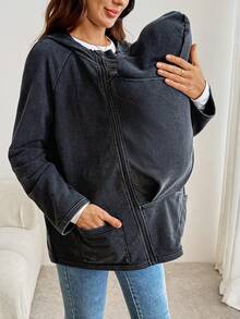 SHEIN Maternity Casual Hooded 3-In-1 Jacket For Spring And Autumn Women Winter Coat Women's Winter Coats Fall - Black - View 7