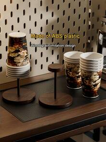 1/4/10 Pack Faux Wood Grain Disposable Cup Holder, ABS Plastic Multipurpose Cup Storage Organizer For Home, Workplace, Bathroom, Cafe & Gathering Use - multicolor - View 3