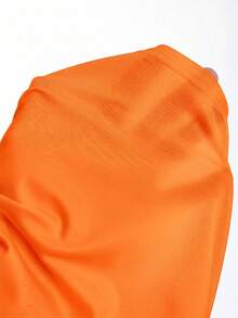 Flirla Solid Color Pleated Square Neck Casual Fitted Tank Top, Summer - Orange - View 4