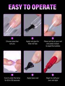 500Pcs Tube Shape Acrylic Resin Press On Self Adhesive Easy Apply DIY Natural Nude Color False Nail Tips Extensions For Home Salon Party Wedding Daily Life Nail Art Supplies - Apricot - View 5