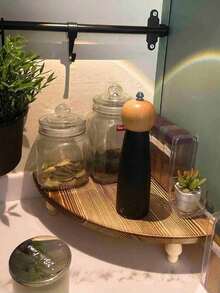 1 Buah Rak Display Sudut Kayu Solid Kompak, Serbaguna, Hemat Ruang, Mudah Dipasang, Kokoh, Tahan Lama, Tahan Air, Anti Gores, Anti Selip, Gaya Vintage untuk Dapur, Bar Kopi, Kamar Mandi - Khaki - View 4