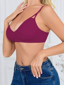 SHEIN 女款無縫內衣，1件裝 - 中紫紅色 - 查看 5