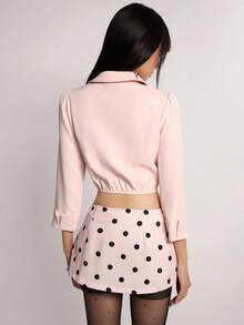 Rina Fox Women's Casual Design Double-Breasted Pink Lightweight Jacket - Pink - View 2