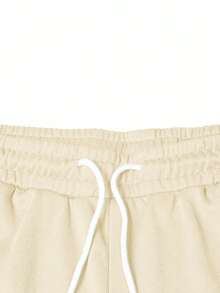 Manfinity Homme Pantalones de chándal casuales de unicolor con cordón en la cintura y bolsillos para uso diario para hombres - Albaricoque - Ver 3