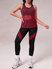 SHEIN Sports 女款背心與緊身褲運動套裝 - 彩色 - 查看 1