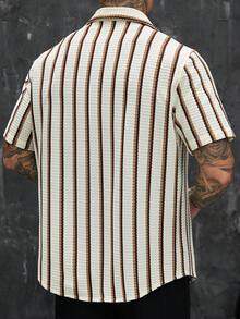 SLATEMANN Camisa de manga corta de punto jacquard de unicolor para hombre - Multicolor - Ver 2
