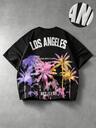 ROMWE MEN Street Life Men's Loose Fit Short Sleeve T-Shirt With Puff Print