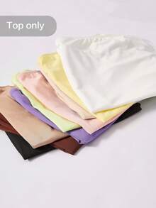 SHEIN BASICS 女上衣，外出上衣/夏季/露肩上衣 女款上衣 - 卡其色 - 查看 5