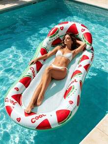 1pc Lemon & Watermelon Inflatable Pool Float, Pvc Material, Portable Floating Bed For Summer Leisure Vacation, Suitable For Pool Party, Pump Sold Separately - Multiple Styles - View 12