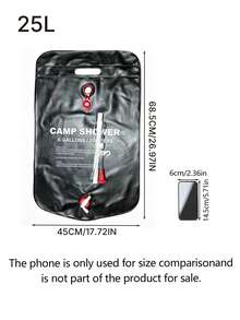 25L Solar Heating Waterproof Shower Bag For Camping, Outdoor Bathing, Washing And Showering, PVC - Black - View 4